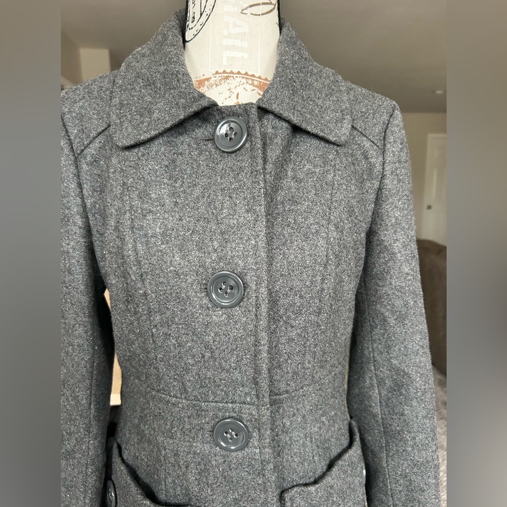 Tulle by Anthropologie Wool Blend Dark Gray Pea Coat size XS-S - Picture 4 of 13